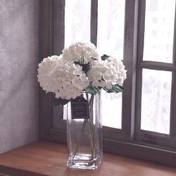 ◆粘土のお花◆ 紫陽花　ホワイト　ヘイル・スクエアベース …A803 8枚目の画像