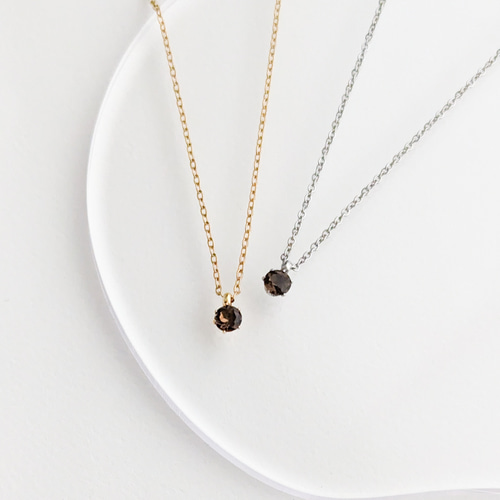 スモーキークォーツ&淡水パール（トリート）ネックレス QVC スモーキークォーツ一粒ネックレス ゴールド シルバー ピンク