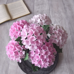 ◆粘土のお花◆ 紫陽花　ピンク　ラグーン・ピッチャーベース（スチール製）　 …A805 7枚目の画像