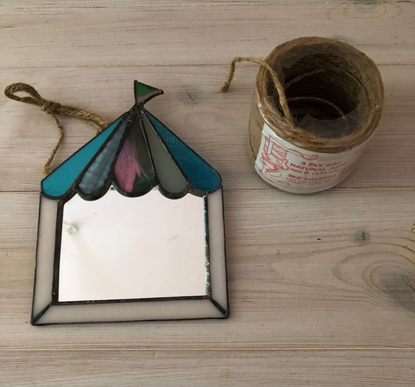 鏡　ステンドグラス　テント柄ミニ⭐️ 3枚目の画像