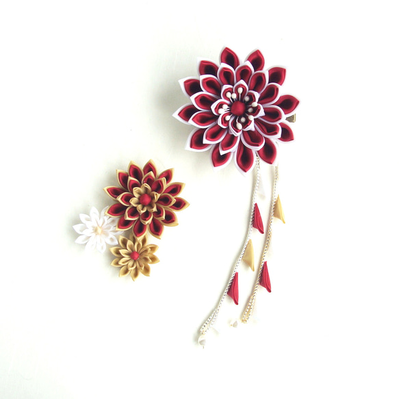 Set of hair ornaments/Flexible arrangement /red,white 第1張的照片