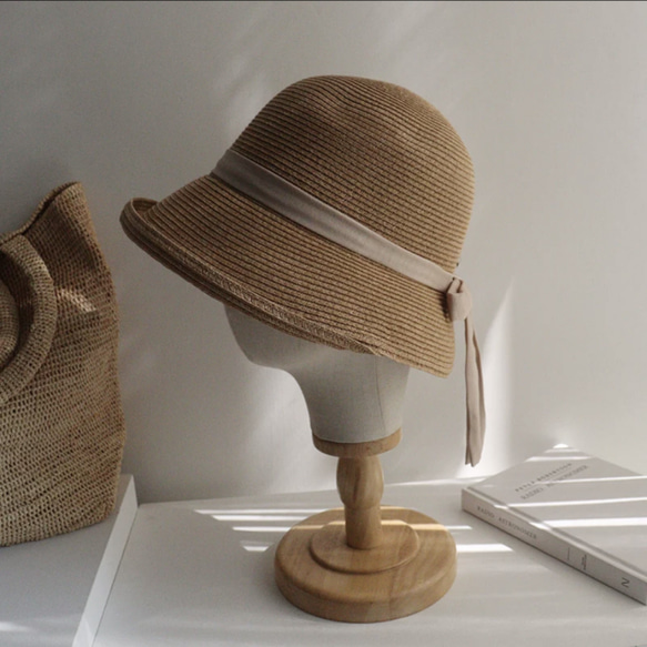 折りたたみできる リボンの麦わら帽子2colors 選べる 大人 レディース 3枚目の画像