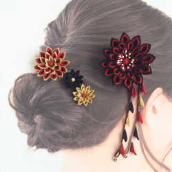 Set of hair ornaments/Flexible arrangement /red,black 第2張的照片