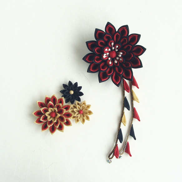Set of hair ornaments/Flexible arrangement /red,black 第1張的照片