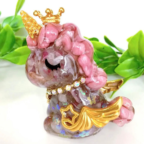 オルゴナイト　ユニコーン　リボン　〜台座付き〜 オルゴナイトユニコーンリボン〜台座付き〜