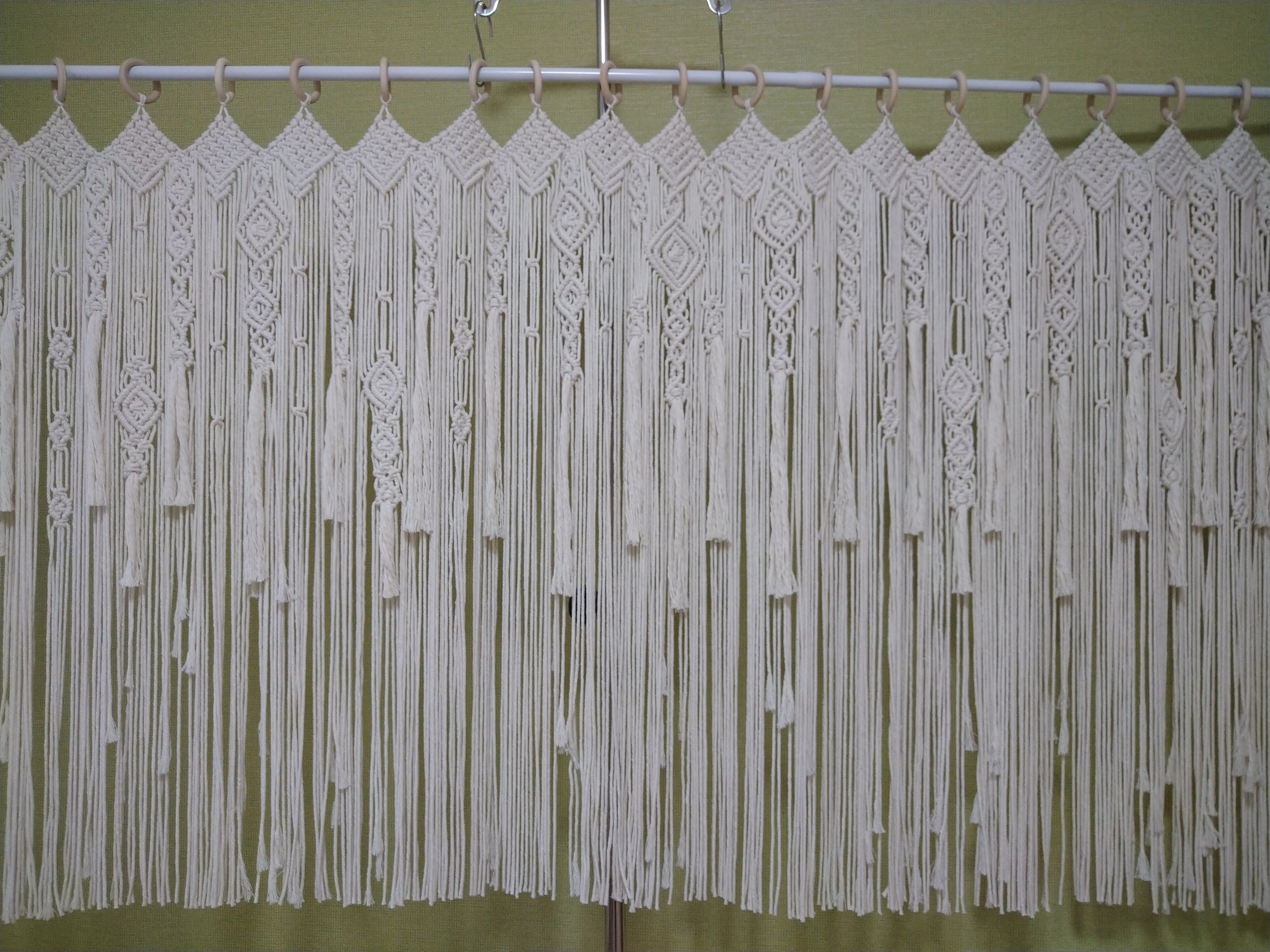 オーダーマクラメカフェカーテン　突っ張り棒対応