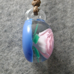 小さなバラ(ピンク) とんぼ玉 ガラス ネックレス No2246 5枚目の画像
