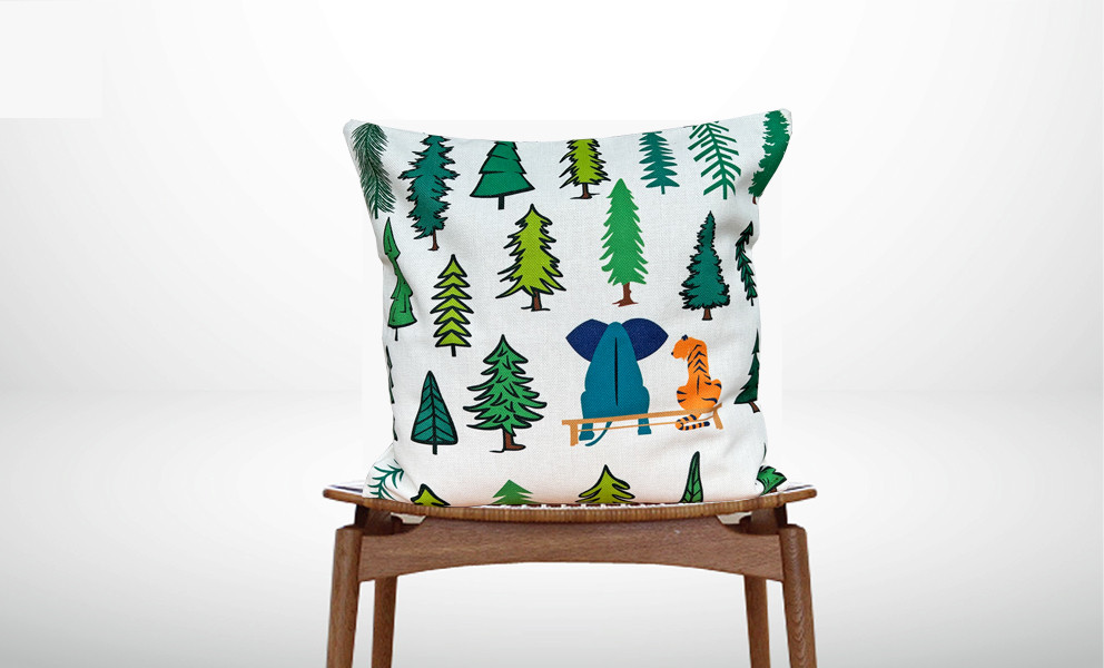 森のクッション elephant and tiger in forest -ヒノキの香り-
