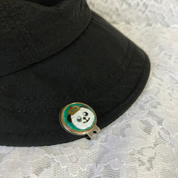 ゴルフマーカー　七宝焼き　ハット　帽子　装着　パンダ　桜 5枚目の画像
