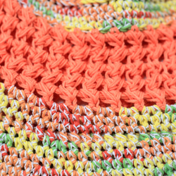 サマーニット帽　手編みのバケットハット　かぎ針編み　夏糸　クロッシェ　帽子　オレンジ系　メンズ　レディース　ジュニア 4枚目の画像