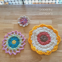 裂き編み　お花のポットマット 6枚目の画像