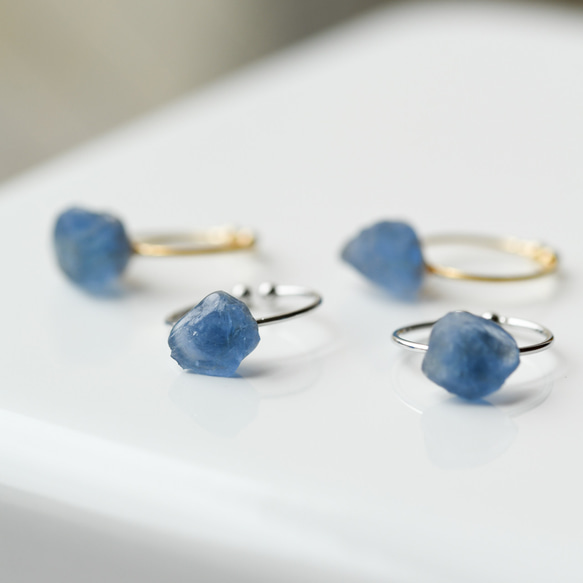 藍色螢石戒指均碼寶石礦物天然石材 Handoid 配件（No.2384） 第1張的照片