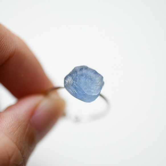 藍色螢石戒指均碼寶石礦物天然石材 Handoid 配件（No.2384） 第6張的照片