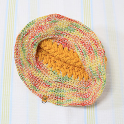 サマーニット帽　手編みのバケットハット　かぎ針編み　夏糸　クロッシェ　帽子　サフランイエロー　メンズ　レディース 5枚目の画像