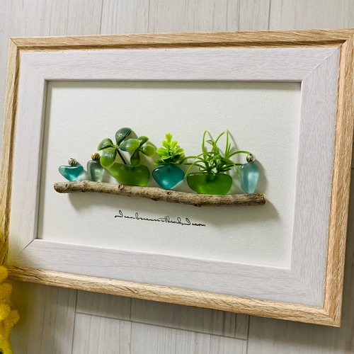 シーグラス アートパネル海の宝石 インテリア雑貨 北欧 観葉植物