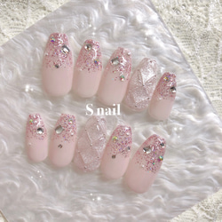 ネイルチップ オーダー キルティング 3d ピンク マグネット 韓国 ワンホン ネイルチップ ピンク キルティング マグネットネイル リボン 韓国