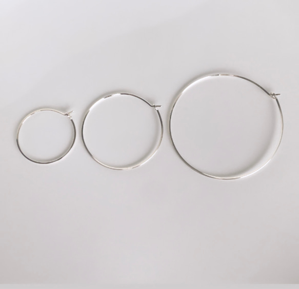 14kgf silver925 square wire hoop 25 35 50 フープ ピアス 10枚目の画像