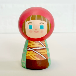 童話 赤ずきん【木箱付】小こけし。 かわいい木製人形。誕生日・記念日