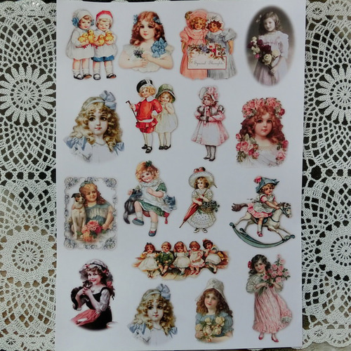 215 ミニーリンゴとリボン 転写シート ヴィクトリアン転写プリントシート（少女2） その他素材 ゆりみこ 通販