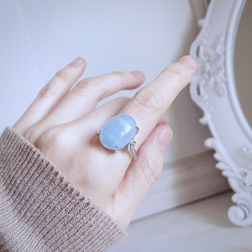 販売終了‼ silver925 アクアマリン リング ＊ 大粒 指輪 天然石 スカイ