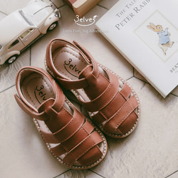 天然牛革 】 本革 子供用サンダル 茶色 ブラウン ユニセックス 靴 Dear