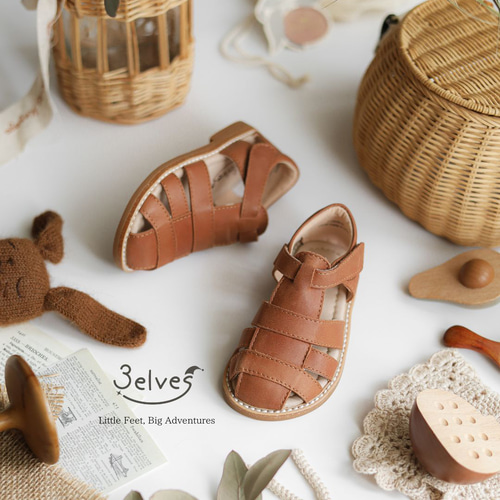 天然牛革 】 本革 子供用サンダル 茶色 ブラウン ユニセックス 靴 Dear