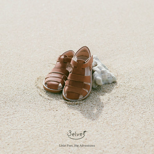 天然牛革 】 本革 子供用サンダル 茶色 ブラウン ユニセックス 靴 Dear