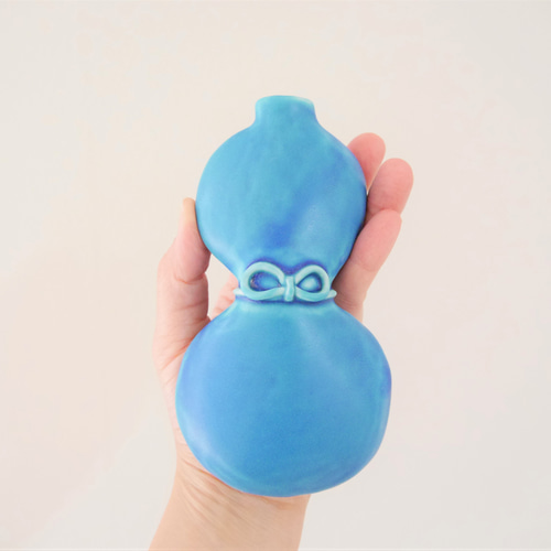 陶器 壁掛け花瓶 天色トルコブルー】ひょうたん 青 蒼 ギフト 月