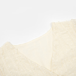奶油杏色 新中式假兩件洋裝 短袖夏季V領重工蕾絲網紗仙女連身裙 第4張的照片