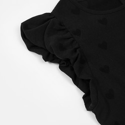 黑色 雲朵花苞蓬蓬洋裝 短袖夏季短裙飛飛袖百褶裙 小個子連身裙 第5張的照片