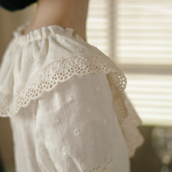 奶油杏色 法式古董娃娃洋裝 短袖夏季荷葉邊蓬蓬蛋糕裙子連身裙 第9張的照片