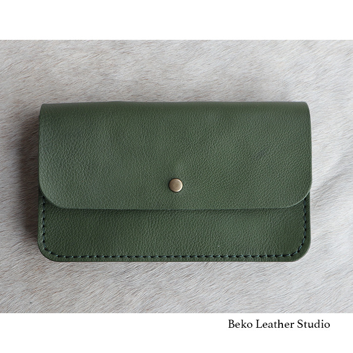 ジャバラに開く長財布/日本製の革/ac-グリーン