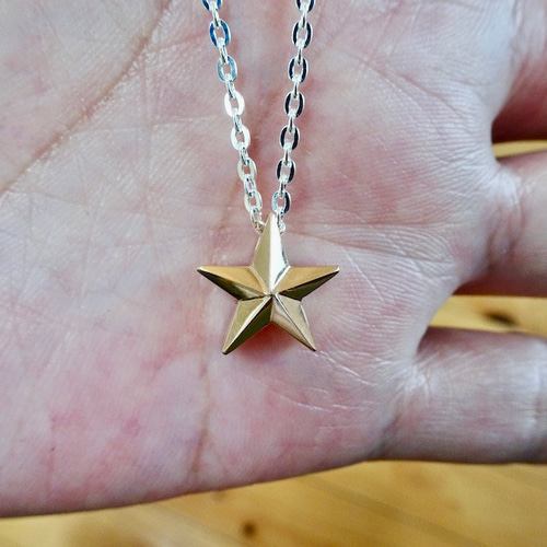 仁尾彫金『ピンクゴールド立体スターペンダントバチカンなし 