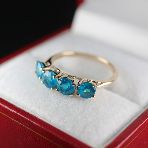 絶品 英国 イギリス ゴールド リング 指輪 9ct 天然 アパタイト 