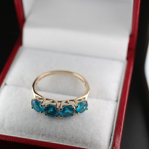 絶品 英国 イギリス ゴールド リング 指輪 9ct 天然 アパタイト