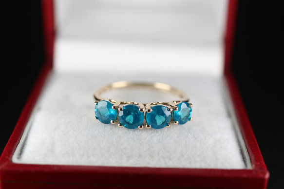 絶品 英国 イギリス ゴールド リング 指輪 9ct 天然 アパタイト 