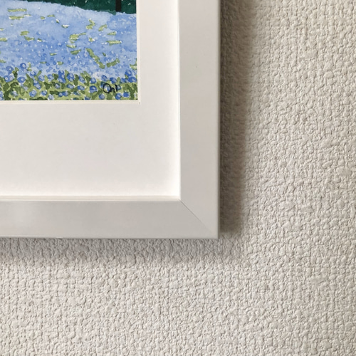 ネモフィラの丘03」透明水彩画 原画 風景画 額縁付 ハガキ ネモフィラの丘03」透明水彩画 原画 風景画 額縁付 ハガキ