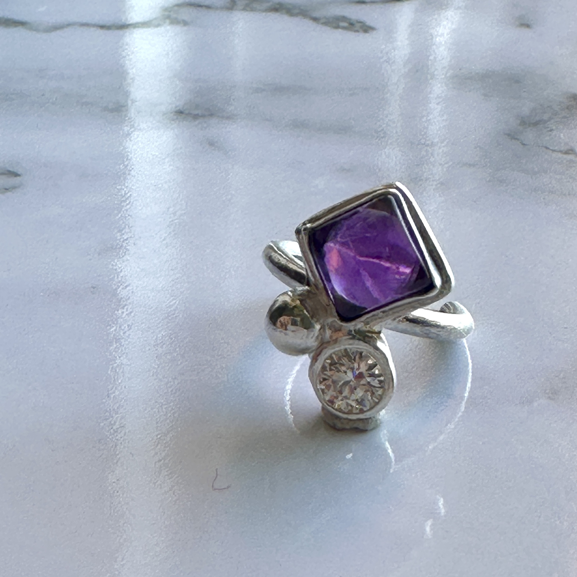 アメジストのビジューイヤーカフ/2月誕生石/片耳用/silver950