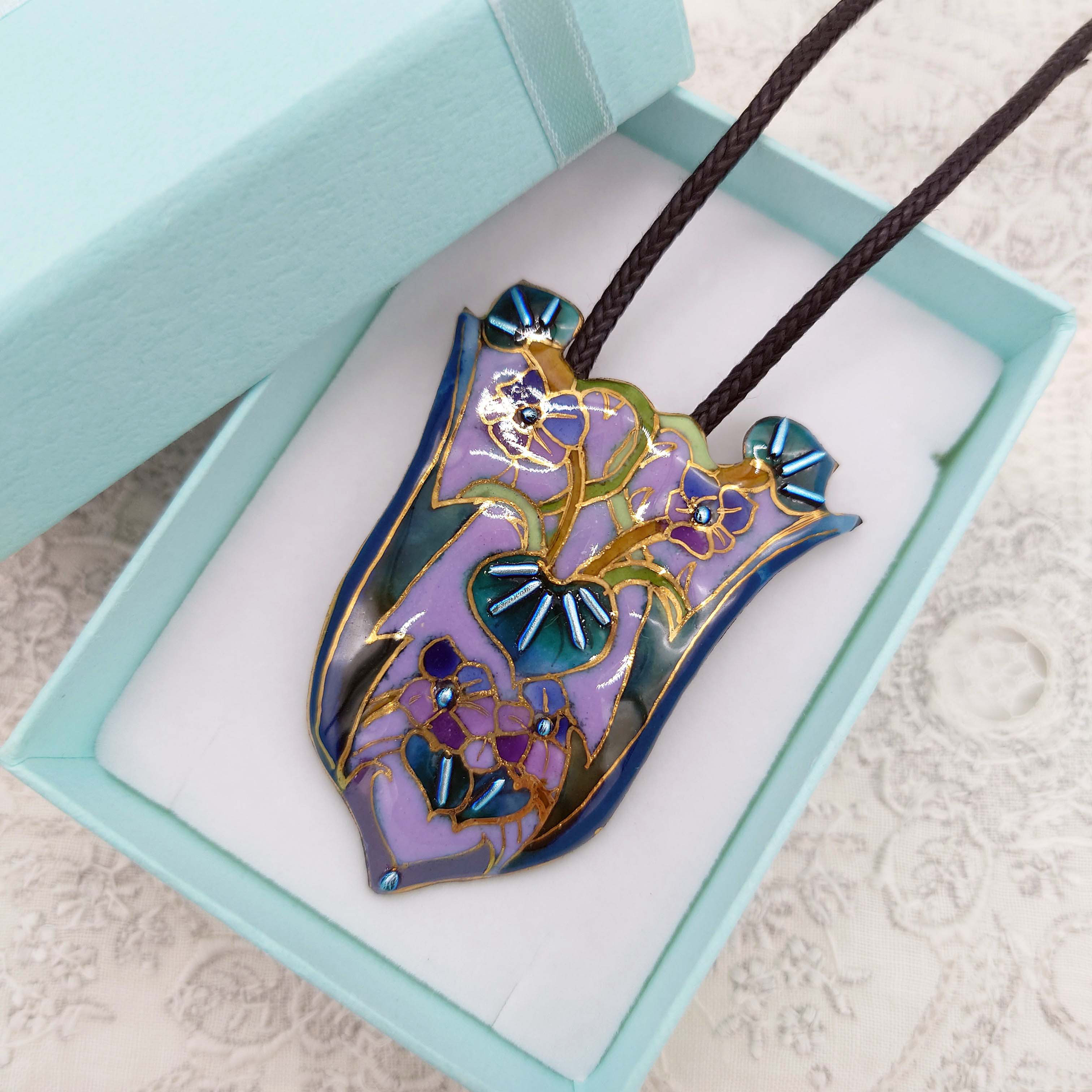 ウィリアム・モリス風(2023F)の七宝焼ペンダント兼ブローチ【受注制作】