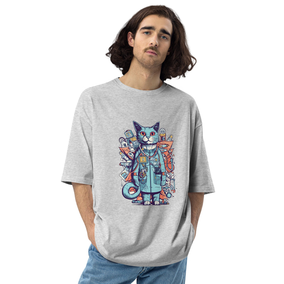 ビッグTシャツ ビッグシルエット 猫ドクター キャットドクター コットンTシャツ：送料無料 6枚目の画像