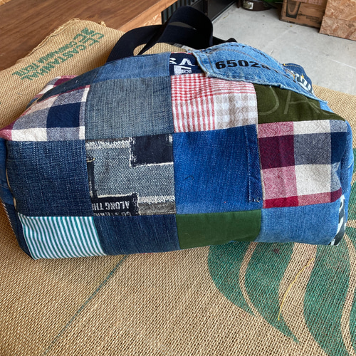 デニムパッチワークトートバッグ ハンドメイド トートバッグ M.MARI
