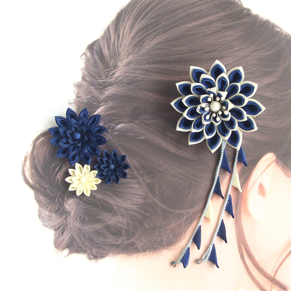 Set of hair ornaments/Flexible arrangement /blue 第3張的照片