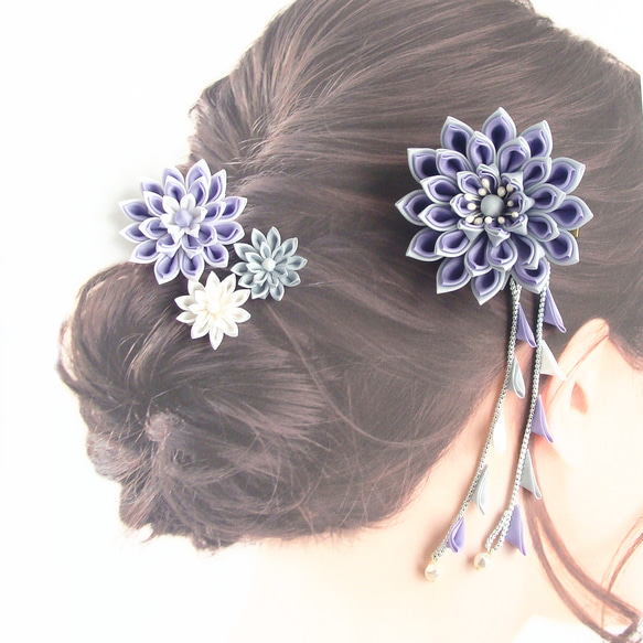 Set of hair ornaments/Flexible arrangement /violet 第2張的照片