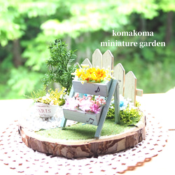 置き物　ミニチュア　ガーデニング雑貨 丸太の上のミニチュアガーデン その他インテリア雑貨 komakoma 通販