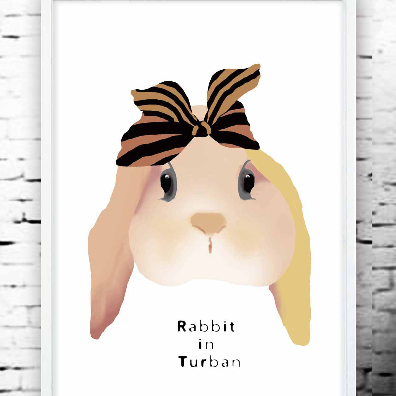 ターバンを巻いたうさぎ　イラスト　ポスター　A4 A3 A2 A1　アートポスター　アート　sei　新着順検索　1453