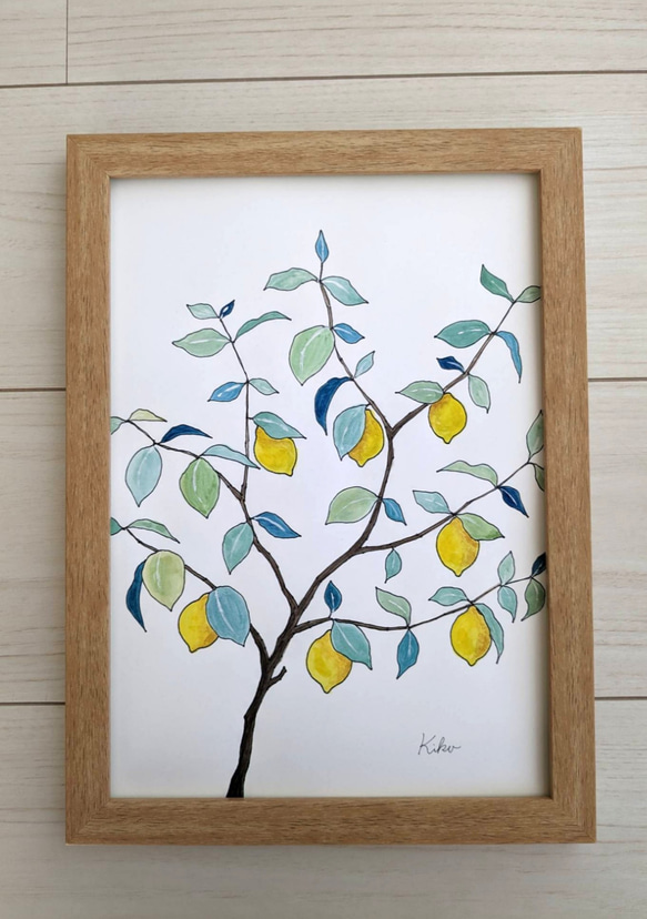 A4サイズ　水彩原画 レモンの木 4枚目の画像