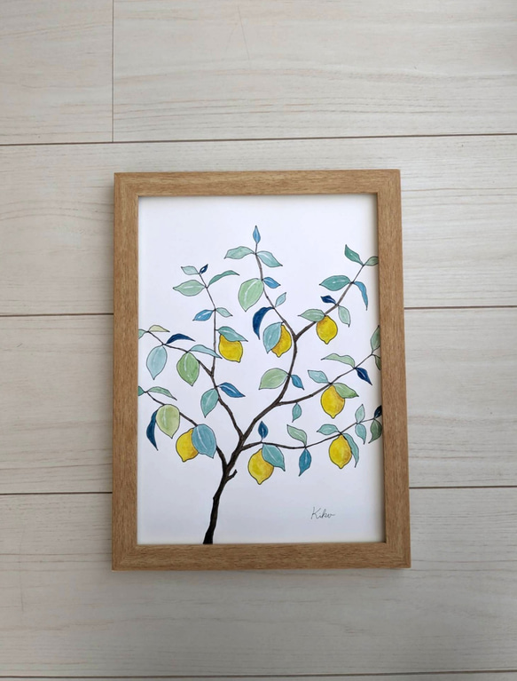 A4サイズ　水彩原画 レモンの木 3枚目の画像