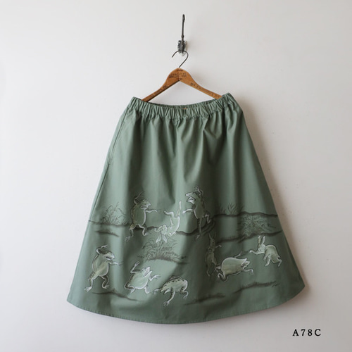2023夏SALE 74cm丈 手描き 和画衣 鳥獣戯画 兎 蛙
