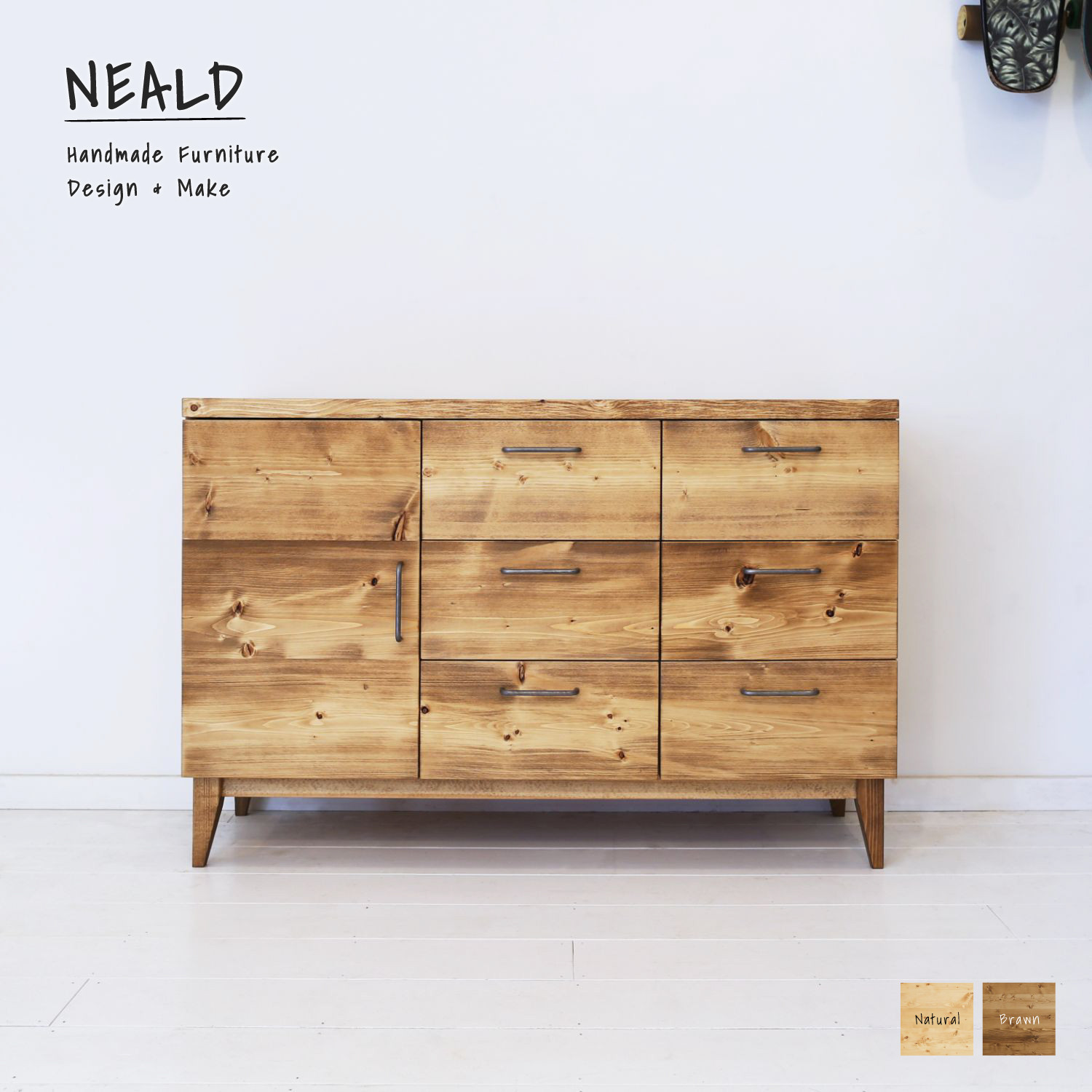 [送料無料] 無垢 カップボード 食器棚 キッチンボード w120 [受注製作] P-03