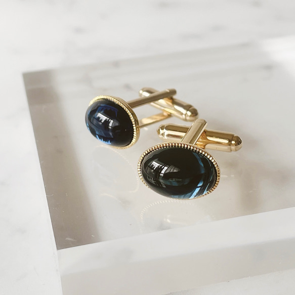 チェコガラス モンタナのカフスボタン 父の日ギフト タイピン・カフス